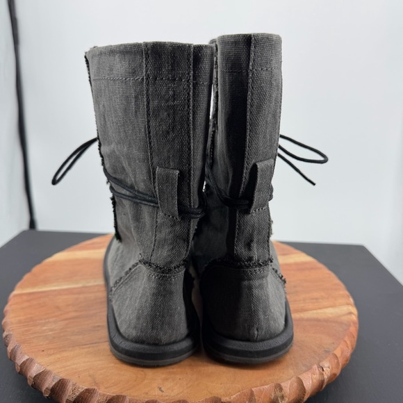 Sanuk Stevie Lace Up Canvas Boots Gray mid calf sz 9 - Picture 4 of 7